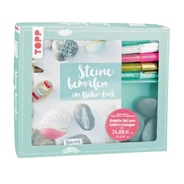Steine bemalen im Boho-Look - Buch plus Material - Kreativ-Set zum Sofort-Loslegen Frech Verlag