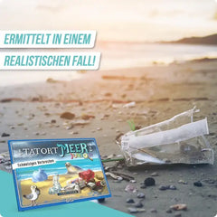 Tatort Meer Junior Spielzeugbox mit Plastikmüll am Strand, nachhaltiges Lernspiel für Kinder