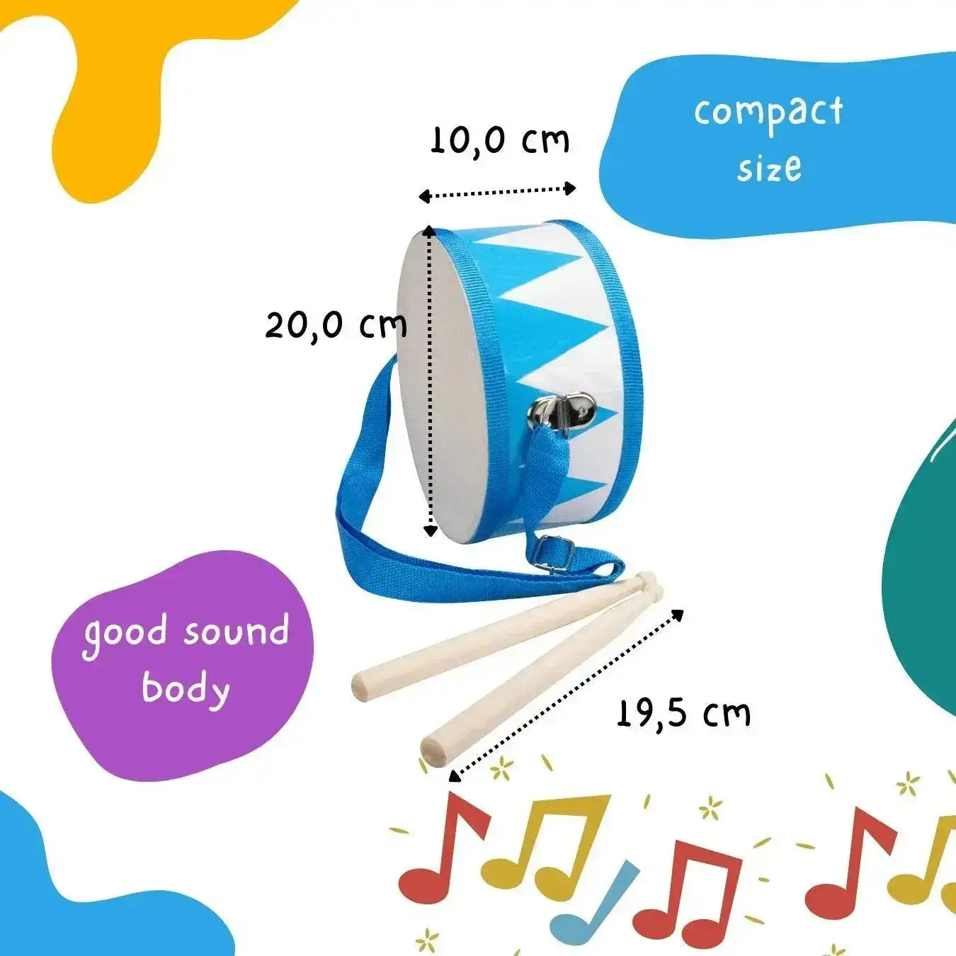 Trommel blau weiß aus Holz Kindertrommel - 3845 Gico