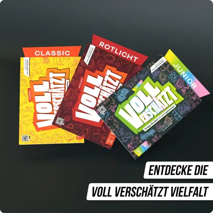 Voll verschätzt Spielkarten: Classic, Rotlicht, Junior – nachhaltiges Spielzeug für Kinder