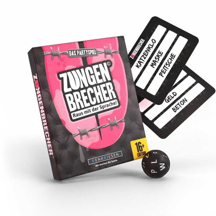 Zungenbrecher Partyspiel mit Karten & Würfel, ab 16+, sprachliches Spielzeug für Erwachsene