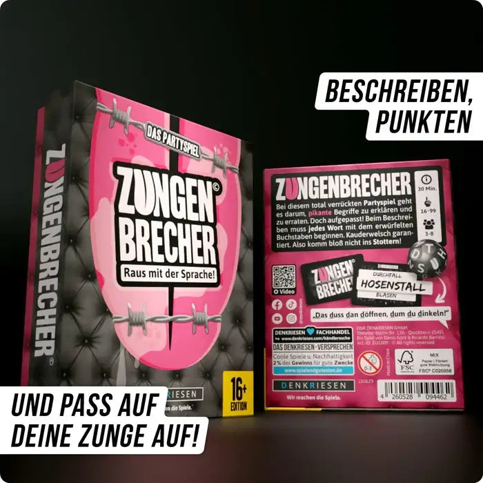 Zungenbrecher Partyspiel für Erwachsene, 16+, mit Sprach- und Punkte-Challenge